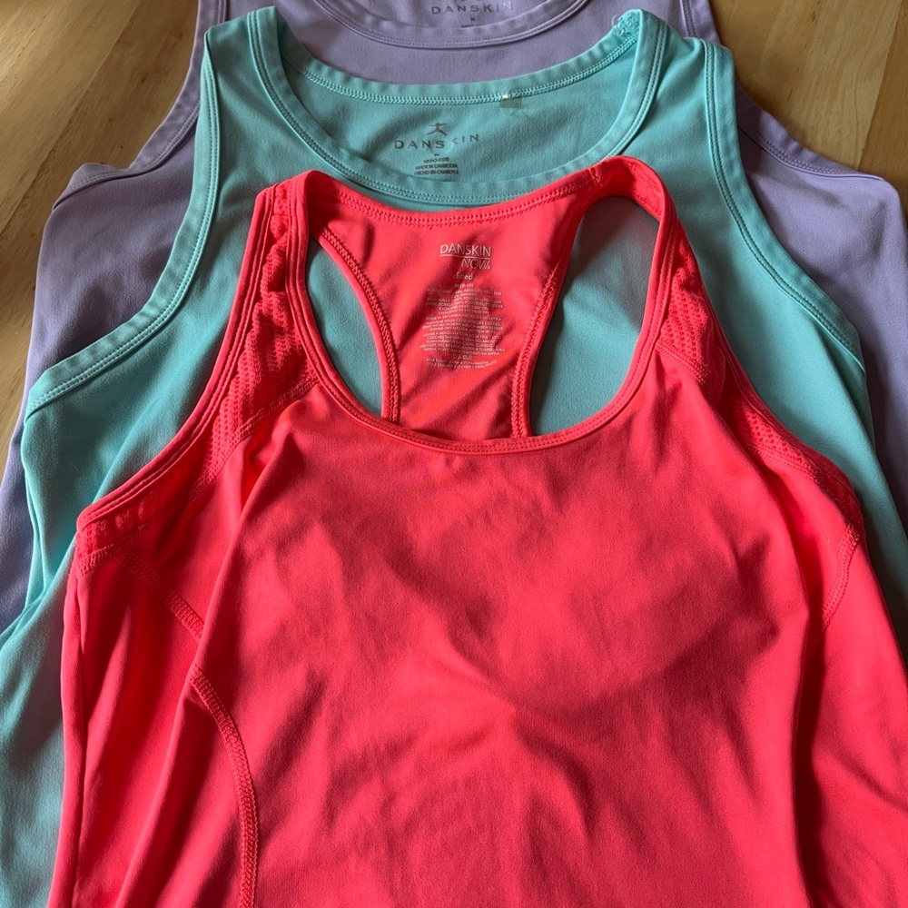 Danskin Women's Vibrant Tank Tops - Pink, Green, Purple Medium
